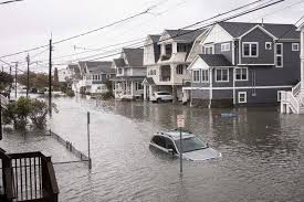 Flooded roads in New Jersey during a powerful nor’easter