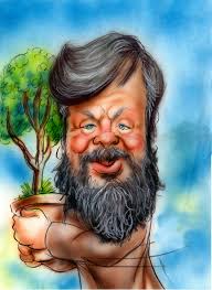Caricature Aubrey John Weston Harrison with Tree in Pot ... - JohnHarrisonPot060405