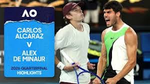 Alcaraz accelerates past De Minaur to make first AO semifinal