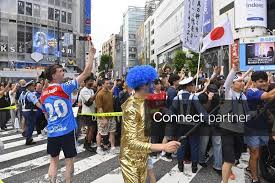 Licensable picture: Japan-Tunisia World Cup match draws fans to Tokyo's Shibuya District