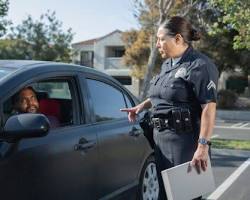 Image of car being pulled over by a police officer