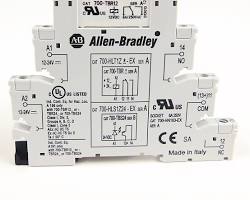 Image of AllenBradley components, including relays, contactors, circuit breakers, terminal blocks, and enclosures