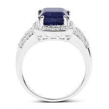 4.80 Carat Glass Filled Sapphire and White Topaz .925 Sterling Silver Ring | QR5750GFSWT-S