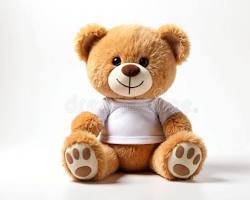 תמונה של fluffy teddy bear plush toy photography for sublimation printing white background