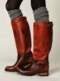 Wide leg leather boots