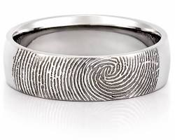 Image of Fingerprint Ring with Diamond Bezel for men