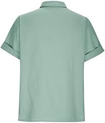 Concert Shirts for Women Workout Tunic Tops for Women Women's Button Down Shirts 2025 New Turndown Collar Short Sleeve Tops Casual Fit Tshirts Spring Clothes Army Green,Small at Amazon Women's Clothing store