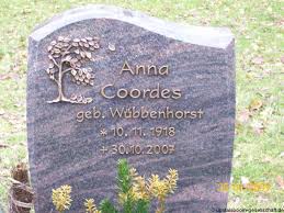 Grab von Anna Coordes (geb. Wübbenhorst) (10.11.1918-30.10.2007 ...