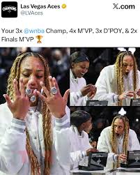 #TSRSports: Wholeeeee lotta ice! 🧊 The Las Vegas Aces received their rings for winning last year’s WNBA Championship. 💍 #AjaWilson was tooooo geeked! 😂 (📸: @gettyimages) ✍🏾: #TSRStaffLG