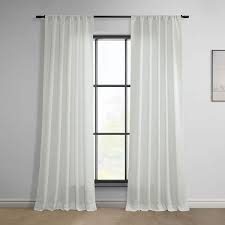 Exclusive Fabrics & Furnishings Off White Classic Faux Linen Rod Pocket Light Filtering Curtain - 50 in. W x 120 in. L (1 Panel) FLCHC922604-120 - The Home Depot