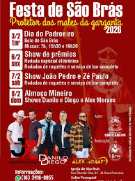 Festa de São Brás será realizada em fevereiro com programação religiosa e cultural em São Carlos - São