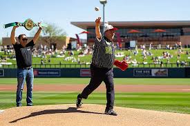 WBC president throws ceremonial first pitch for Arizona-Mexico MLB exhibition