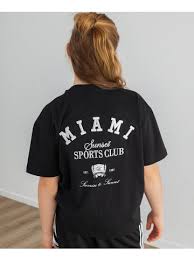 Kids' Sporty Embroidered Print Tee in Black/bright White