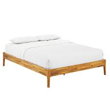 Latitude Run® Jaxson Modern Acacia Solid Wood Platform Bed Frame, Exclusive Curved Bed Legs, No Headboard, 800lbs Heavy Duty Capacity, No Box Spring Needed & Reviews | Wayfair