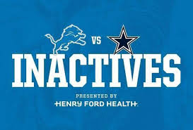 INACTIVES: Lions vs. Cowboys