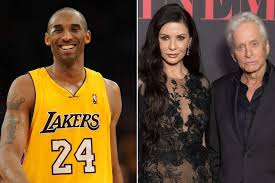 Michael Douglas and Catherine Zeta-Jones during their early relationship, with Kobe Bryant