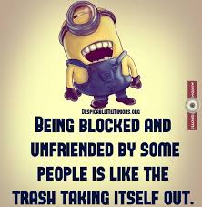 Blocked and unfriended - Minion Quotes via Relatably.com