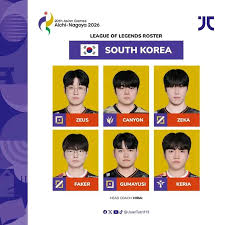 este es el equipo oficial de Korea en Lol para los juegos ...