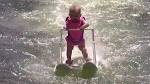 Baby water skiing