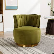 Fauteuil Pivotant 360° En Velours, Assise Rembourrée, Olive ...