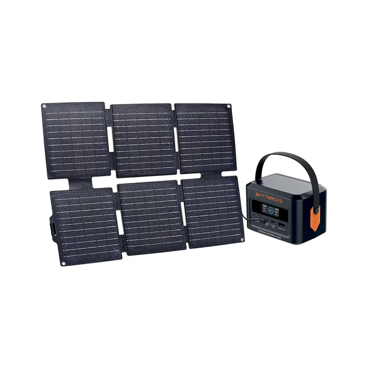 Wattbricks Energy 120w Peak Portable Power & 30-Watt Portable Solar Panel Bundle