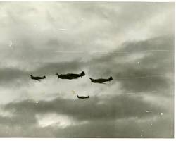 Image of Messerschmitt Bf 109 fighters in the air