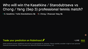 September 3, 2026: Kasatkina / Starodubtseva vs Chong / Yang Tennis Prediction Market