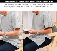 Post Shoulder Surgery Shirts Recovery Tear Away Short Sleeve Full Open Side Snap- Men's - Women's - Unisex Sizing - Product from Amazon.com