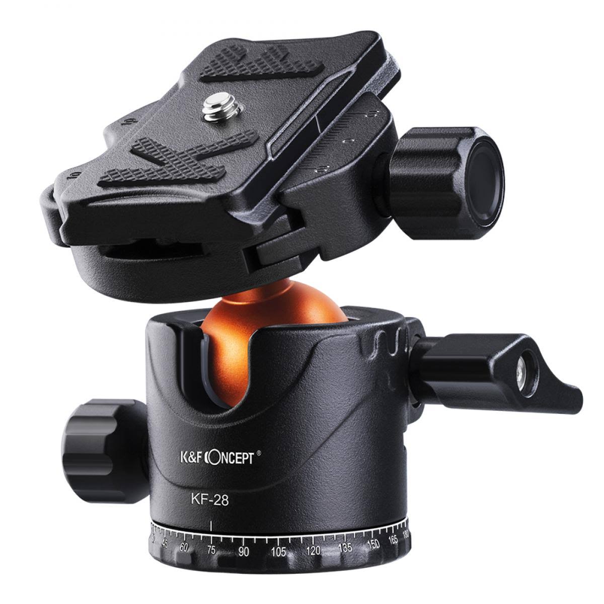 22lbs/10kg Load Professional Metal Tripod Ball Head K&F Concept-28 Series 360° Rotating Panoramic with 1/4" Quick Release Plate Bubble Level