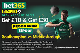 bet365 bonus code: Get £30 in free bets for So'ton vs M'Boro - using 'TSPORT'