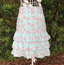 Shabby Chic Women's Floral Ruffled Half Apron with Pockets