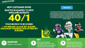 Paddy Power Super Bowl Offer | Get 40/1 for a touchdown to be scored + £10 Free Bet Builder