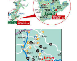那覇空港から沖縄ワールドへの道のりを示す地図の画像