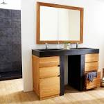 Meuble vasque design en bois suspendu avec miroir lumineux