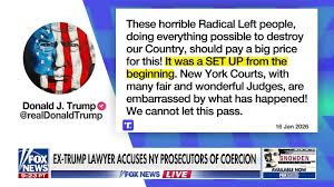 Former Trump lawyer accuses New York prosecutors of coercion