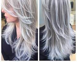 Image de Long Grey Hair with Platinum Highlights