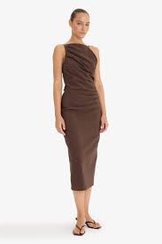 Brown WOMAN Bodycon Bodycon Bengaline Sleeveless Dress