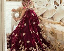 Image of Pakistani bridal lehenga velvet