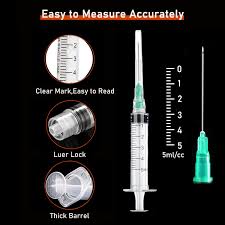 10 Pack 5ml/cc Disposable Luer Lock Lab Syringes with 21Ga ...