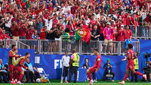 Cristiano Ronaldo scores during World Cup match