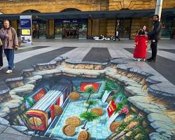 Imagen de 3d street art optical illusion sidewalk hole