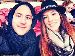 Happy couple: Lewis Holtby posed for this picture with his Danish girlfriend, Ann Charlotte, at Wembley - article-2574334-1C113A1A00000578-969_634x474