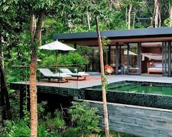 A serene wellness retreat in Cambodia overlooking a lush green landscape