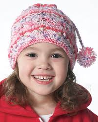Lacy Child&#39;s Hat. Materials: Yarn: Bernat® Jr. Jacquards (100 g / 3.5 oz) 1 ball for each size #05416 (Pink-O-Rama); Knitting Needles: Size 4 mm (U.S. 6) ... - Lacy%2520Child%27s%2520hat