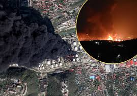 Na niebie pojawiła się wielka łuna ognia. Ukraiński nalot na rosyjskie miasto, wybuchł pożar