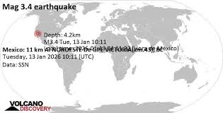 Terremoto leve mag. 3.4 - 39 km al sureste de Mexicali, Baja California, México, martes 13 ene 2026 a las 02:11 (GMT -8)