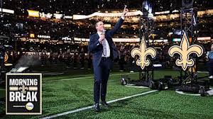Drew Brees in the broadcasting booth