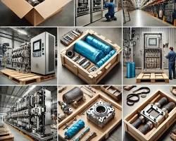 professional industrial electrical components warehouse with electronics and machinery parts, AI generated