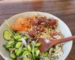 Image of Salmon Poke Bowls with Brown Rice and Edamame