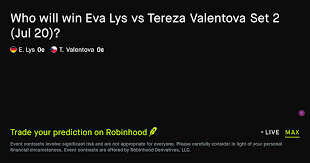 July 21, 2026: Eva Lys vs Tereza Valentova: Set 2 Winner Tennis Prediction Market